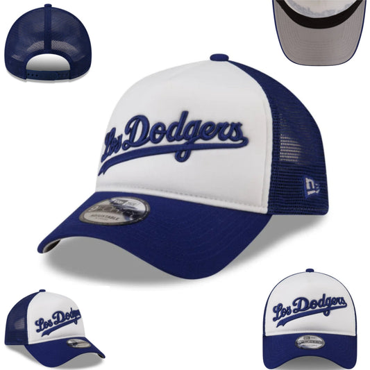 Los Angeles Dodgers White and Blue New Era Trucker Hat with Mesh Back