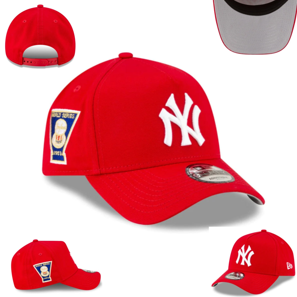 New York Yankees Red New Era Adjustable Hat with World Series Patch