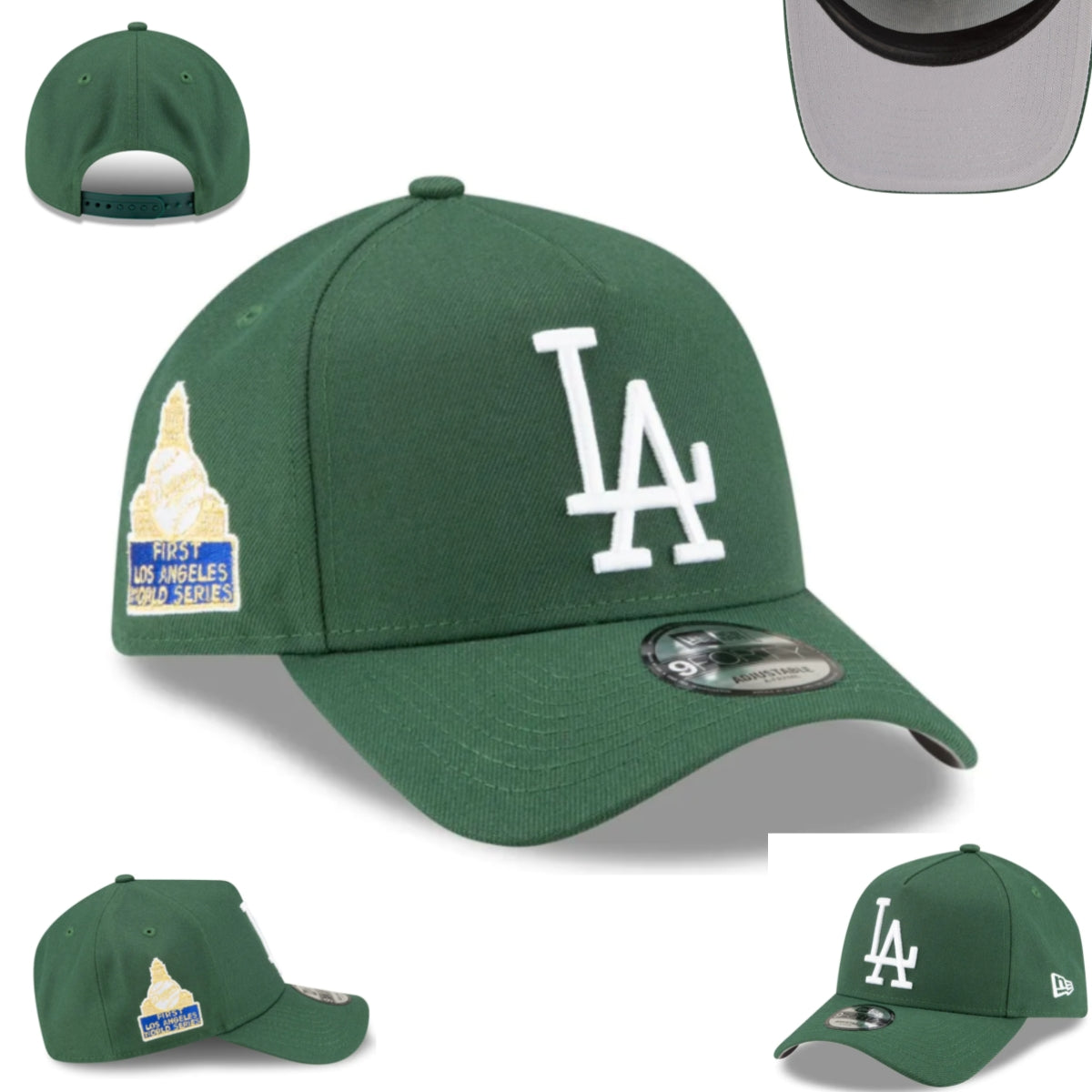 Los Angeles Dodgers Green New Era Adjustable Hat with First World Series Patch