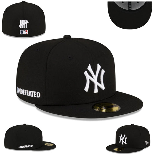 New York Yankees “Undefeated” Collaboration Fitted Hat – Black with White Logo and Branding