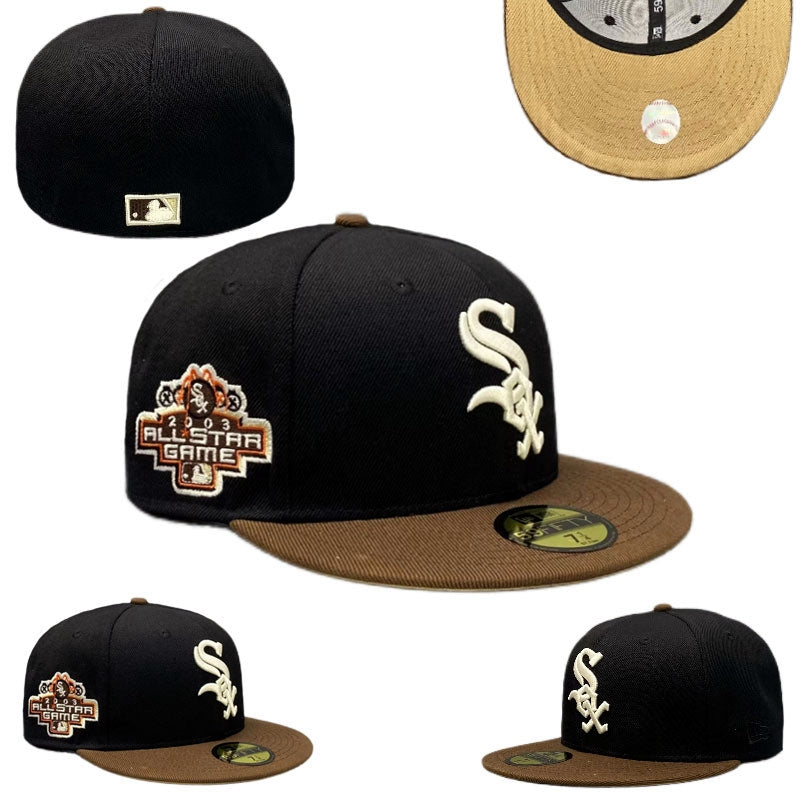 Chicago White Sox 2003 All-Star Game Hat with Brown Brim and Beige Undervisor – Black