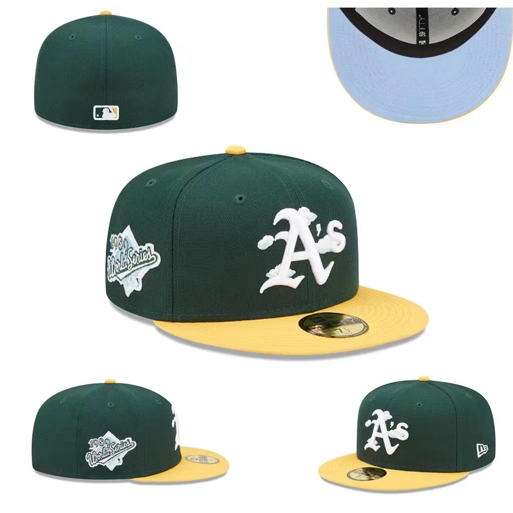 Oakland Athletics 1989 World Series Fitted Hat with Yellow Brim – Green