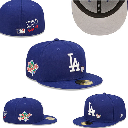 Los Angeles Dodgers Royal Blue Fitted Hat with 1959 World Series Patch and “Love & Hustle” Embroidery