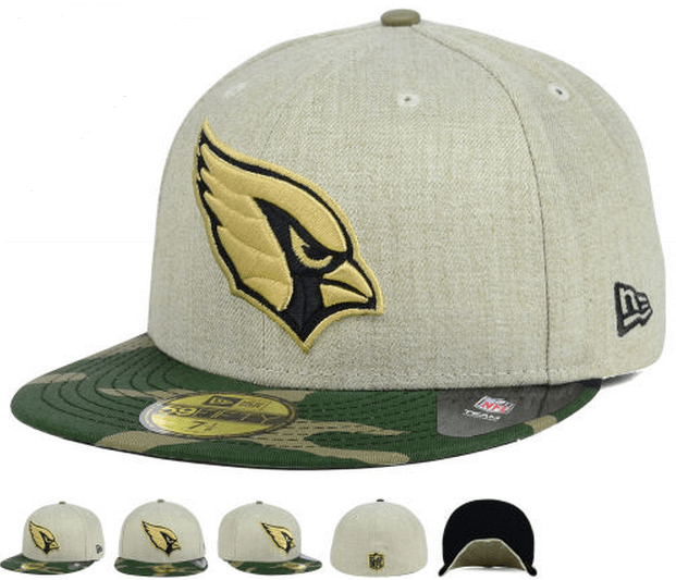 Arizona Cardinals Fitted Hat with Gold Logo and Camouflage Brim – Khaki and Camo