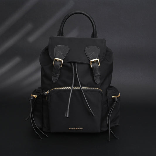 Burberry The Rucksack – Black Nylon & Leather Backpack with Gold-Tone Hardware
