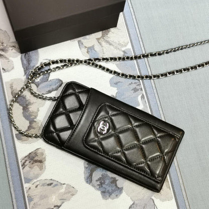 Chanel quilted phone holder wallet