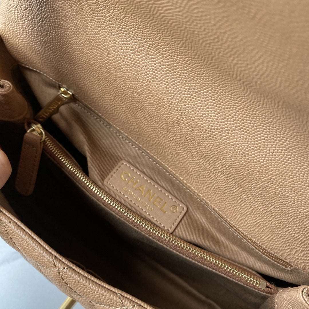 Chanel Flap Bag with Handle Beige