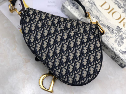 Dior medium Saddle bag with Strap blue oblique